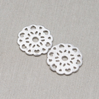 925 Silver Connector Component Perforated Round Plate 12mm 10pcs
