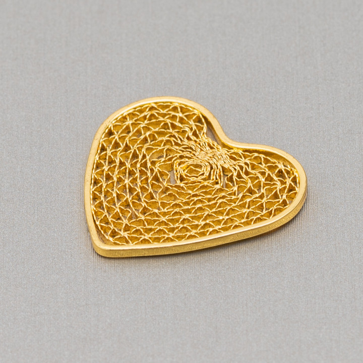 Filigree Heart Bronze Connector Component 19x21mm 15pcs Golden
