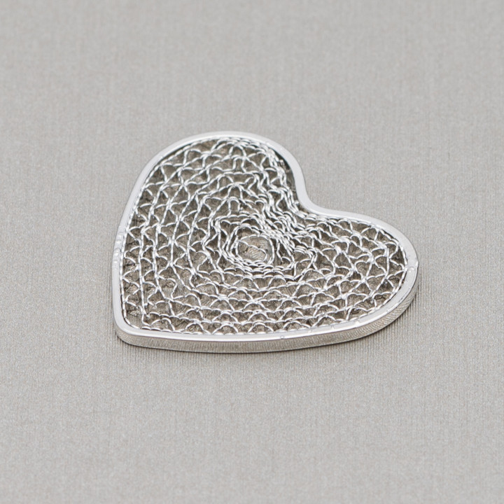 Komponentenverbinder Herz Bronze Filigran 19x21mm 15St Rhodium