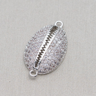 Componente de conector de bronce con carcasa de circonitas incrustadas con 2 anillos 12x21 mm 8 piezas