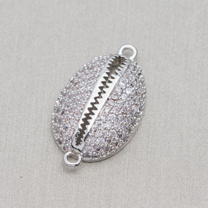 Verbindungselement aus Bronze mit eingebetteter Zirkonia-Schale mit 2 Ringen 12x21mm 8St