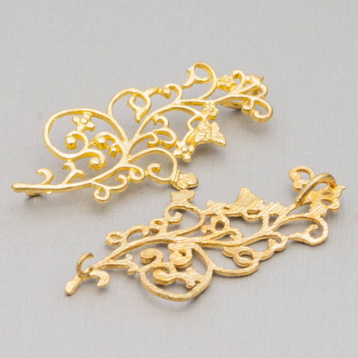 Componente Connettore Di Bronzo Grezzo Fantasia 20x44mm 14pz