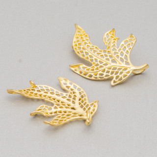 Ακατέργαστο Bronze Connector Component Leaf Pattern 23x28mm 16τεμ