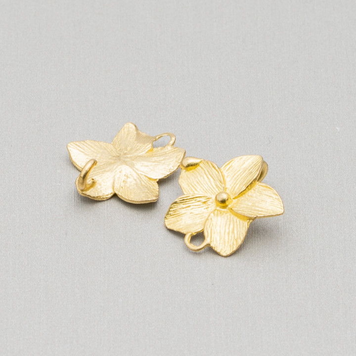 Komponentenverbinder, gebürstete Bronze, Blume, 2 Ringe, 15 mm, 30 Stück, golden