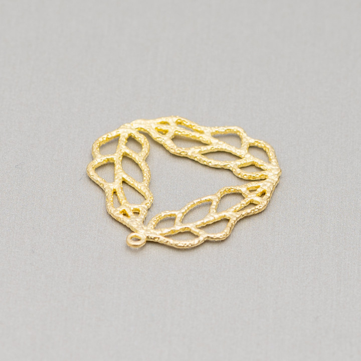 Connecteur Composant Bronze Brossé Feuille Perforée Pendentif 22x24mm 40pcs