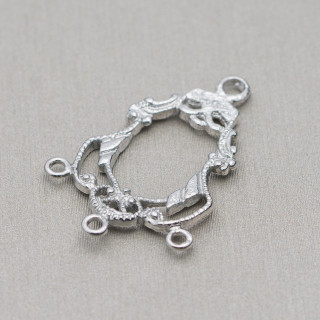 Verbindungselement Messing 18x26mm 60St Rhodium