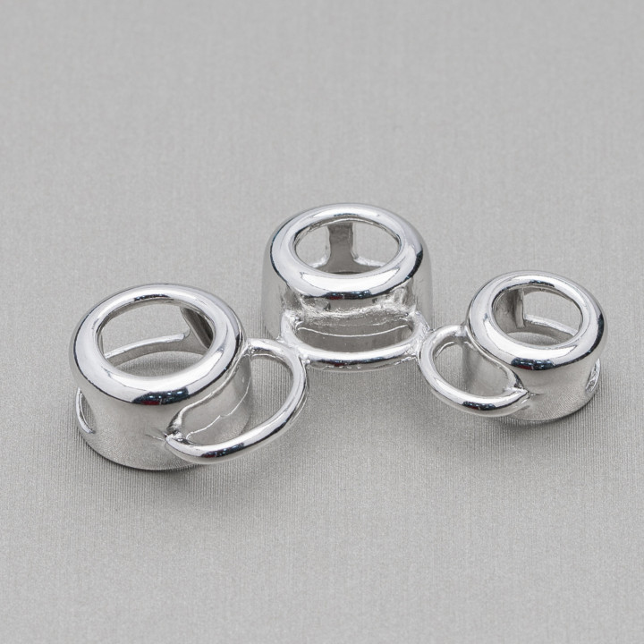 Messing-Anschlusskomponente mit 3 Einfassungen 10 Stück Rhodium