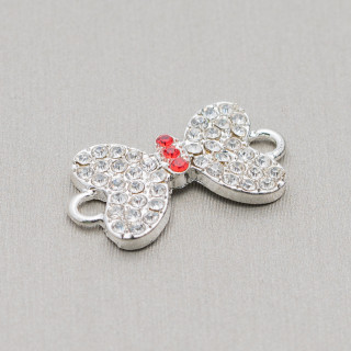 Connecteur Composant Laiton Avec Strass 13x25 20pcs Argent MOD5