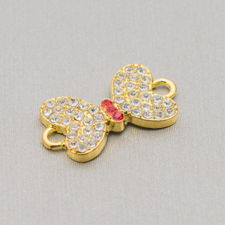 Componente Connettore Di Ottone Con Strass 13x25 20pz Dorato MOD5