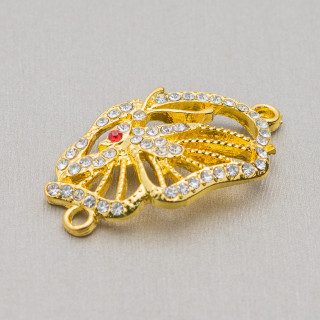 Brass Connector Component With Rhinestones 18x35 25pcs Golden MOD1