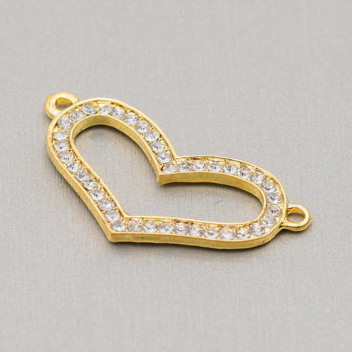Componente Connettore Di Ottone Con Strass 18x36 25pz Dorato MOD2