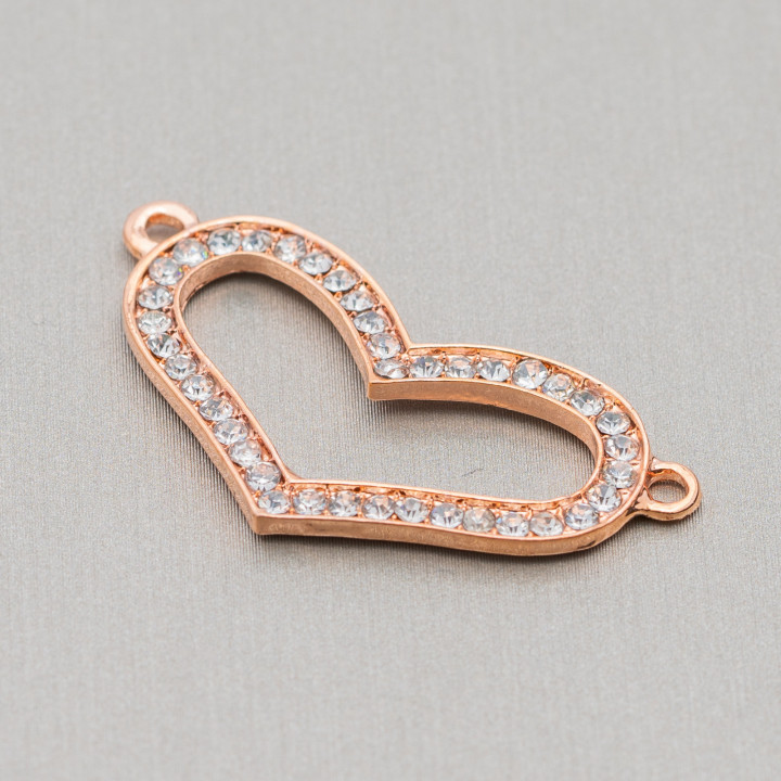 Componente Connettore Di Ottone Con Strass 18x36 25pz Oro Rosa MOD2