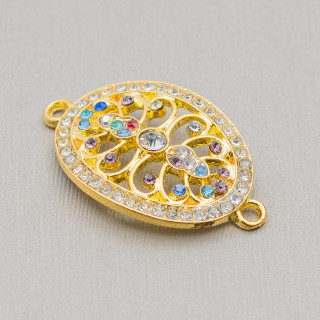 Componente Connettore Di Ottone Con Strass 20x33 25pz Dorato MOD3