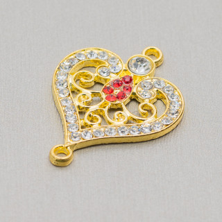 Composant Connecteur Laiton Avec Strass 25x35 25pcs Doré MOD4