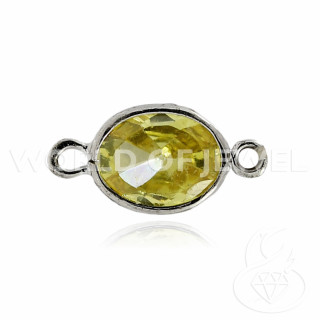 Componente De Plata 925 Con Zirconio Ovalado 08x10mm 6 Piezas Rodiadas En Amarillo