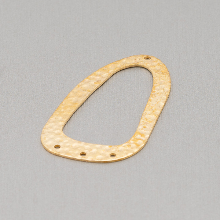 Componente Di Bronzo Battuto Irregolare Piatto Vuoto Con 4 Fori 25x44mm 30pz