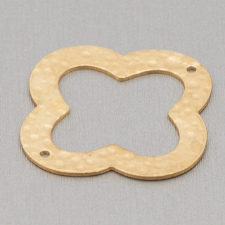 Componente Di Bronzo Battuto Quadrifoglio Con Due Fori 25mm 48pz