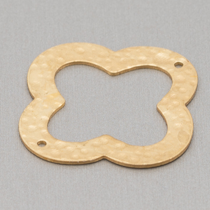 Componente Di Bronzo Battuto Quadrifoglio Con Due Fori 25mm 48pz