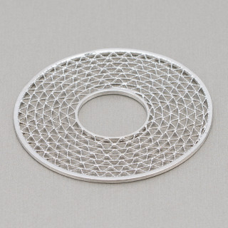 Bronze Composant Cercle Perforé De Vagues Décor En Filigrane 40mm 5Pcs Rhodié