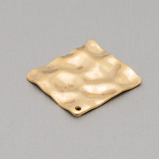 Componente Di Bronzo Pendente Con Un Foro Rombo Battuto 35mm 30pz