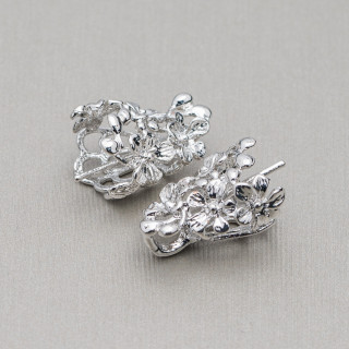 Cuvettes Cônes Composant Bronze Brossé 12x17mm Rhodium 22pcs