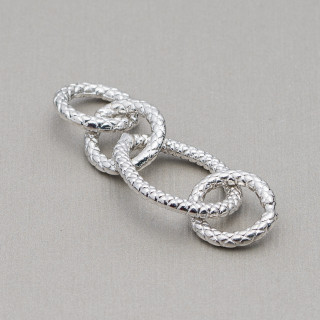 Gliederkette aus Messing, 4 Ringe, 17 x 44 mm, 20 Stück, Rhodium