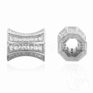 Messingkomponente mit Zirkonrohr 12x10mm 6mm 7Stk Rhodium