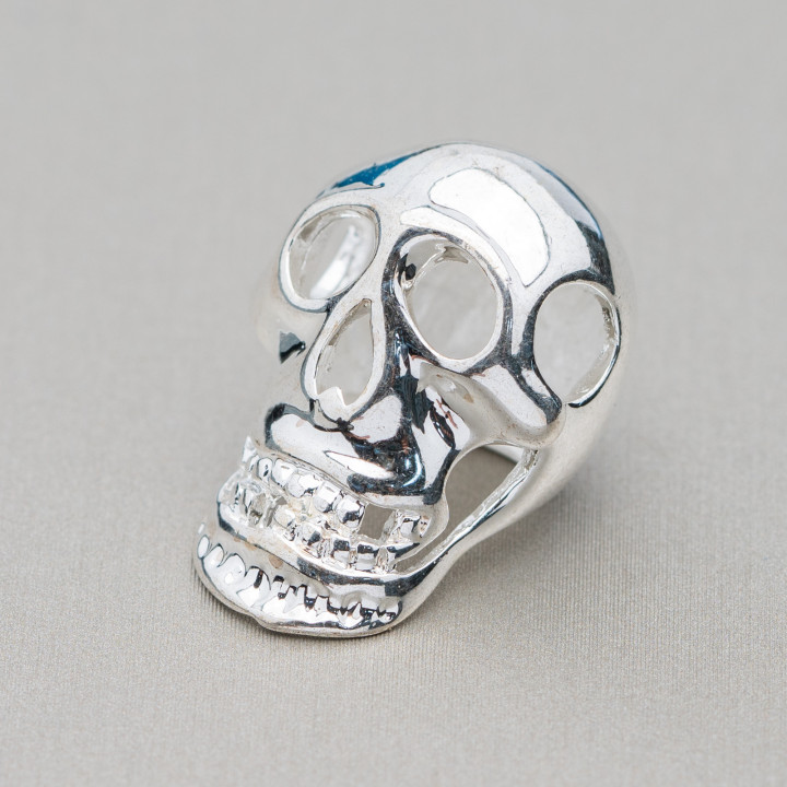 Messingkomponente Totenkopf 15x23mm 20St Silber