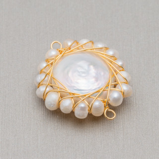 Composant de perles de rivière avec perles entrelacées 2pcs 22-24mm