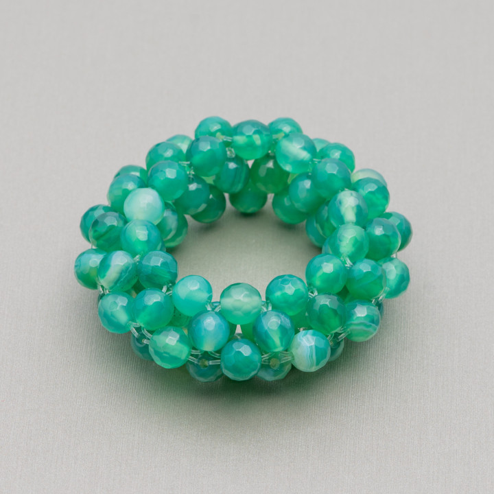 Drilled Round Braided Semi-precious Stone Component 50mm 1pc Green Agate