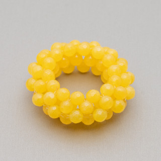 Braided Round Drilled Semi-precious Stone Component 50mm 1pc Yellow Jade