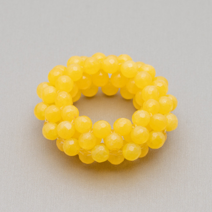 Composant gemme Tressé Rond Perforé 50mm 1pc Jaune Jade