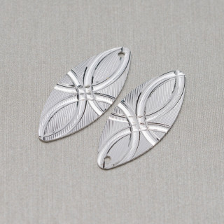Pendentif en Argent Sterling 925 Composant Feuille Usinée Plaque 10x23mm 10 pcs