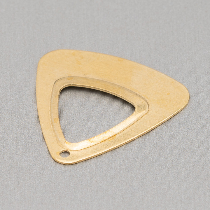 Composants Bronze Triangle Perforé Avec Un Anneau 24mm 36pcs