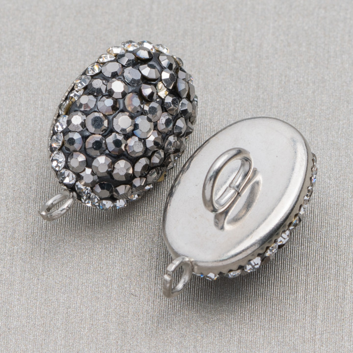 Componenti Di Ottone Con Strass Marcasite Ovale 11x17 5 Paia Rodiato