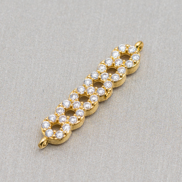 Composants Laiton Avec Zircons 6 Anneaux 05x22mm 10pcs Doré