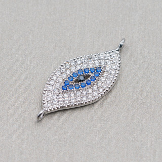 Messingkomponenten mit Zirkonen 6 Blatt 10x20mm 4Stk Rhodium