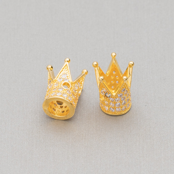Brass Components With Zircons Crown 08x12mm 5pcs Golden