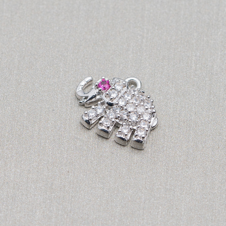 Messingkomponenten mit Zirkonen Elefant 12x09mm 10St Rhodium