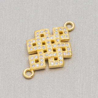 Componentes De Latón Con Circonitas Nudo Sin Fin 13.5x18mm 4pcs Dorado