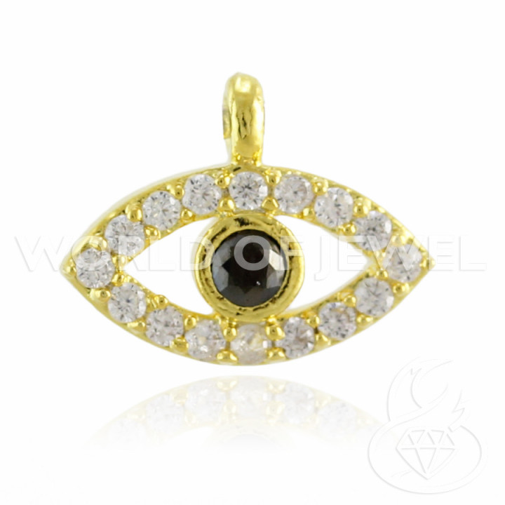 Componentes De Latón Con Ojo Turco Cubic Zirconia 7.5x10mm 10pcs Dorado
