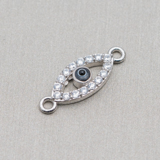 Componenti Di Ottone Con Zirconi Occhio Turco 7,5x15mm 10pz Rodiato