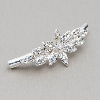 Componentes De Latón Tubo Con Flores Y Strass 45mm 16pzs Plata