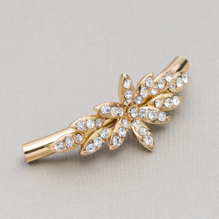 Σωλήνας ορειχάλκινου εξαρτημάτων με λουλούδια και στρας 45mm 16τμχ Χρυσό