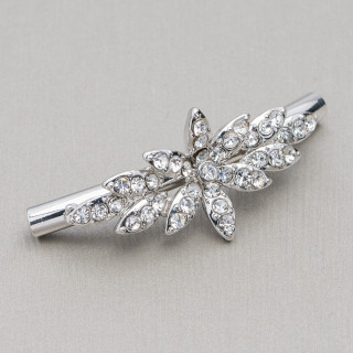 Componentes De Latón Tubo Con Flores Y Strass 45mm 16pzs Rodio