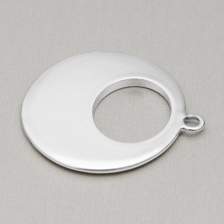 Zamak Components with 1 Oval Creole Ring 34x33mm 26pcs Silver