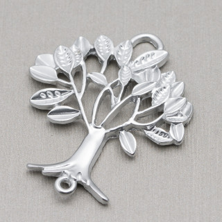 Composants Zamak Avec 2 Anneaux Arbre De Vie 35x42mm 20pcs Argent