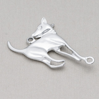 Zamak Components With 2 Rings Fawn 23x38mm 30pcs Silver