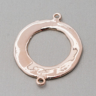Componentes De Zamak Con 2 Anillos Circulo Perforado 31x40mm 30pzs Oro Rosa Claro