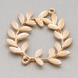 Composants Zamak Avec 2 Anneaux Couronne De Laurier 40x44mm 16pz Lumière Dorée